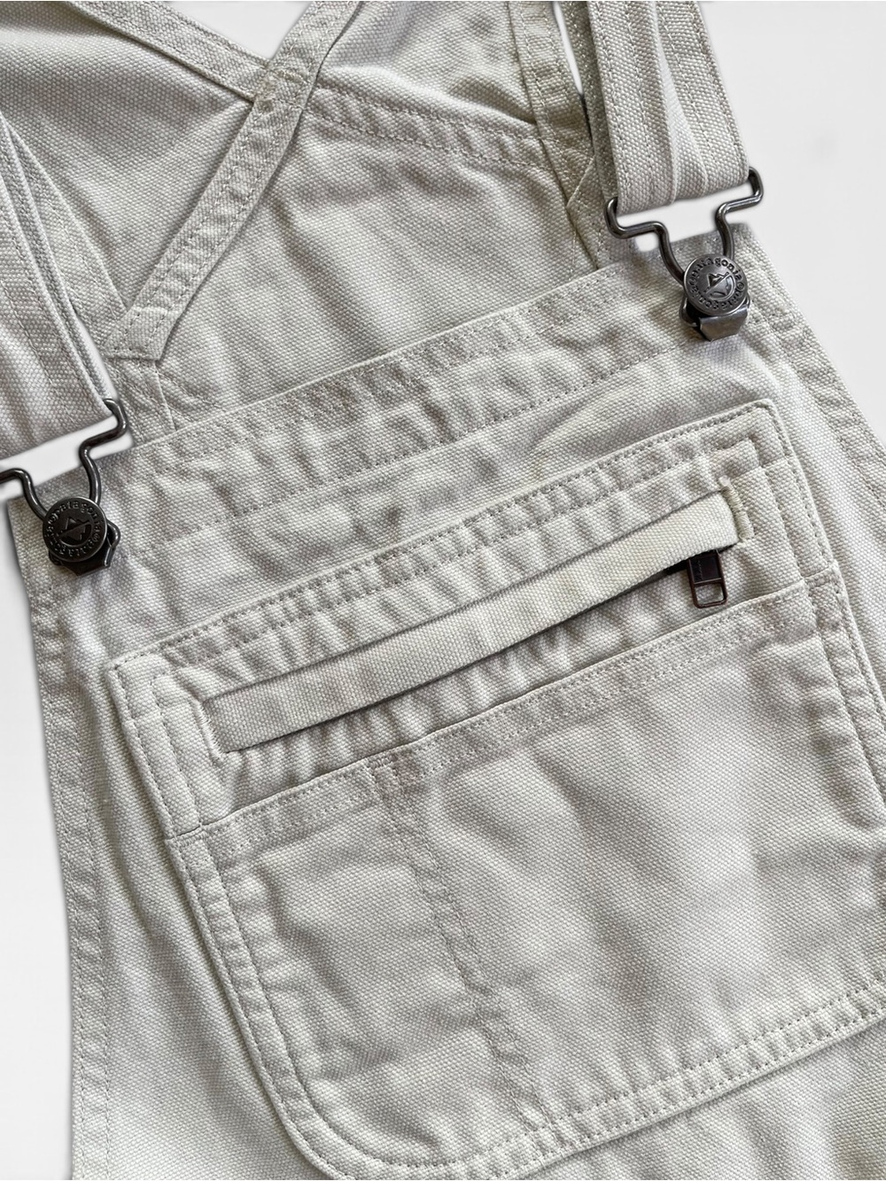 Patagonia Stand Up Off-White Cream Shortalls Overalls Cotton Bib Pocket Size S - Picture 3 of 10
